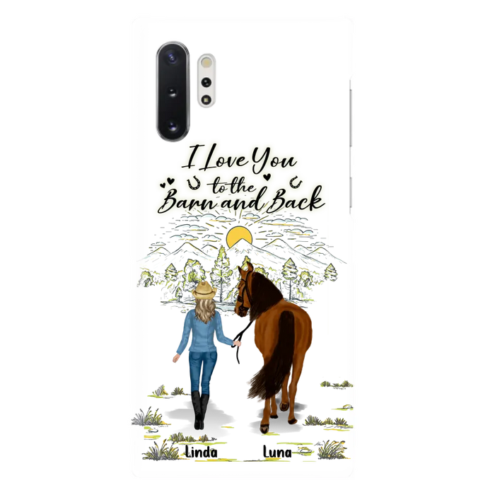 Personalized Horse Girl Phone Case - Up to 6 Horses - Gift Idea for Horse Lovers - I Love You To The Barn & Back - Case for iPhone/Samsung