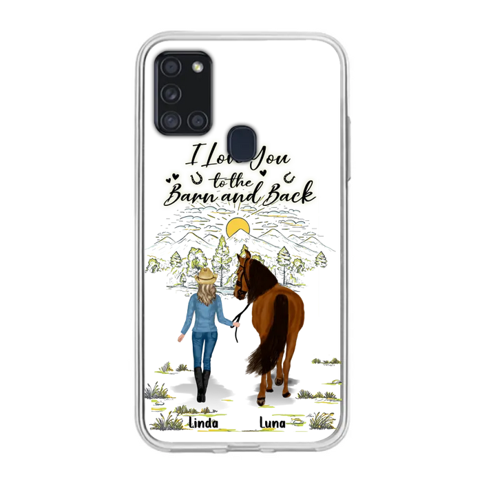Personalized Horse Girl Phone Case - Up to 6 Horses - Gift Idea for Horse Lovers - I Love You To The Barn & Back - Case for iPhone/Samsung