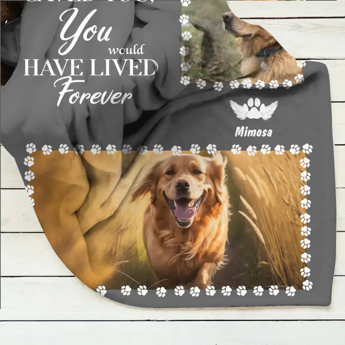 Personalized Dog Photo Fleece Throw Blanket/Quilt - Up to 3 Dogs and 7 Photos - Memorial Gift Idea for Dog Owners - If Love Could Have Saved You