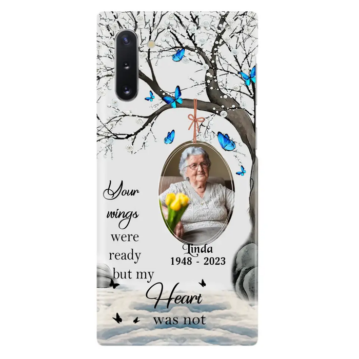 Personalized Memorial Photo Phone Case - Upload Photo - Memorial Gift Idea For Family Member - Your Wings Were Ready But My Heart Was Not - Case For iPhone/Samsung