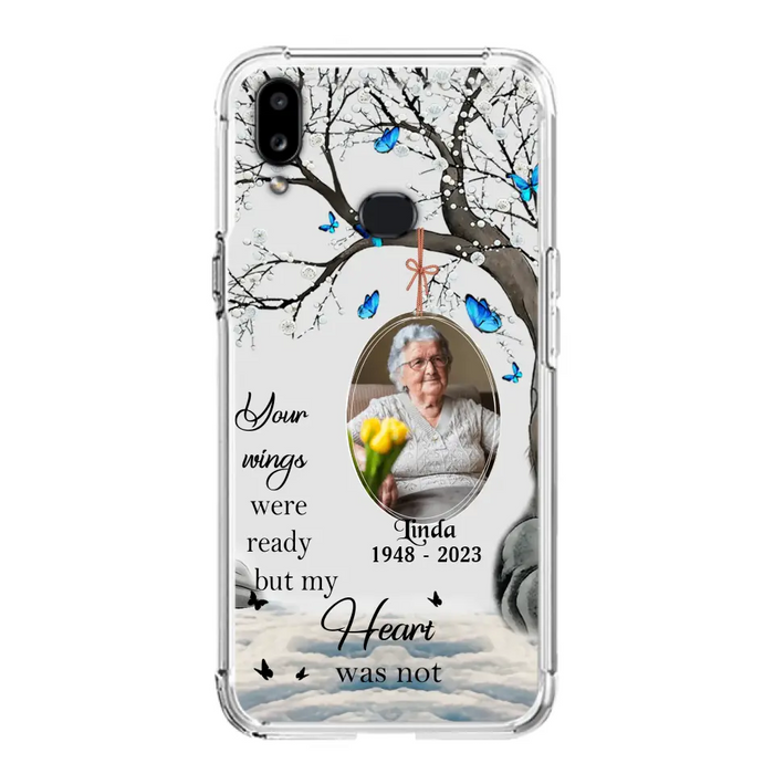 Personalized Memorial Photo Phone Case - Upload Photo - Memorial Gift Idea For Family Member - Your Wings Were Ready But My Heart Was Not - Case For iPhone/Samsung