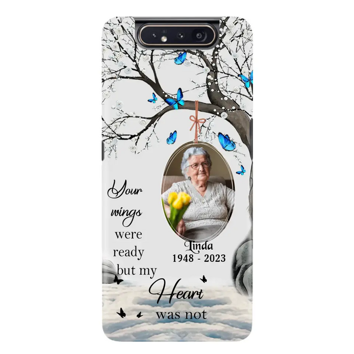 Personalized Memorial Photo Phone Case - Upload Photo - Memorial Gift Idea For Family Member - Your Wings Were Ready But My Heart Was Not - Case For iPhone/Samsung