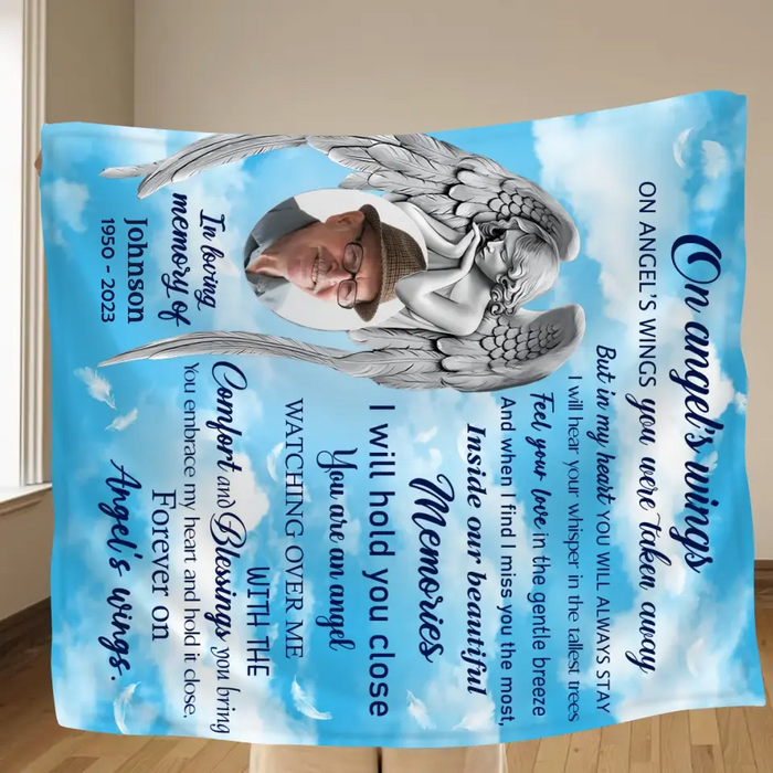 Personalized Memorial Fleece Throw Blanket & Quilt - Upload Photo - Memorial Gift Idea For Family Member - In My Heart You Will Always Stay