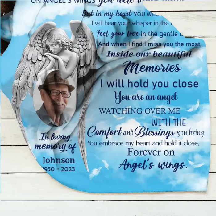 Personalized Memorial Fleece Throw Blanket & Quilt - Upload Photo - Memorial Gift Idea For Family Member - In My Heart You Will Always Stay