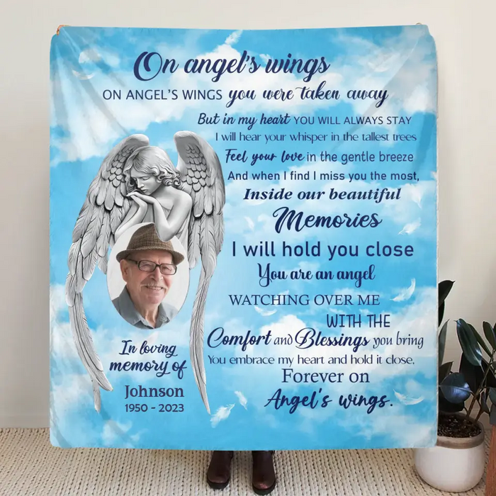 Personalized Memorial Fleece Throw Blanket & Quilt - Upload Photo - Memorial Gift Idea For Family Member - In My Heart You Will Always Stay