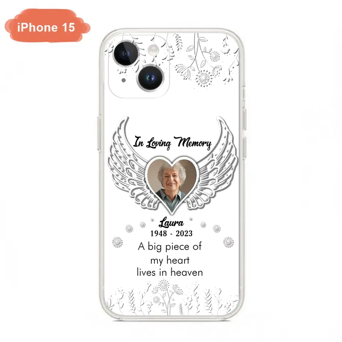 Personalized Memorial Phone Case - Upload Photo - Memorial Gift Idea For Family Member - A Big Piece Of My Heart Lives In Heaven - Case For iPhone/Samsung