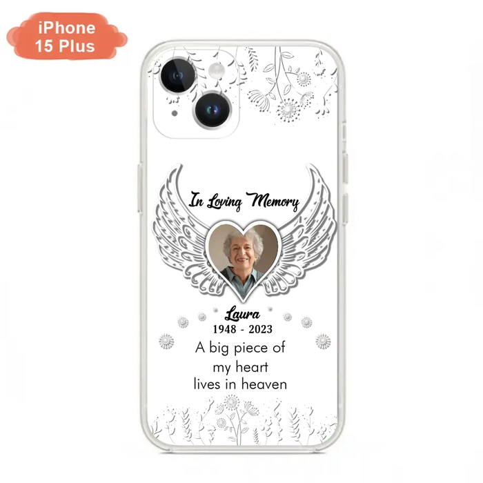 Personalized Memorial Phone Case - Upload Photo - Memorial Gift Idea For Family Member - A Big Piece Of My Heart Lives In Heaven - Case For iPhone/Samsung