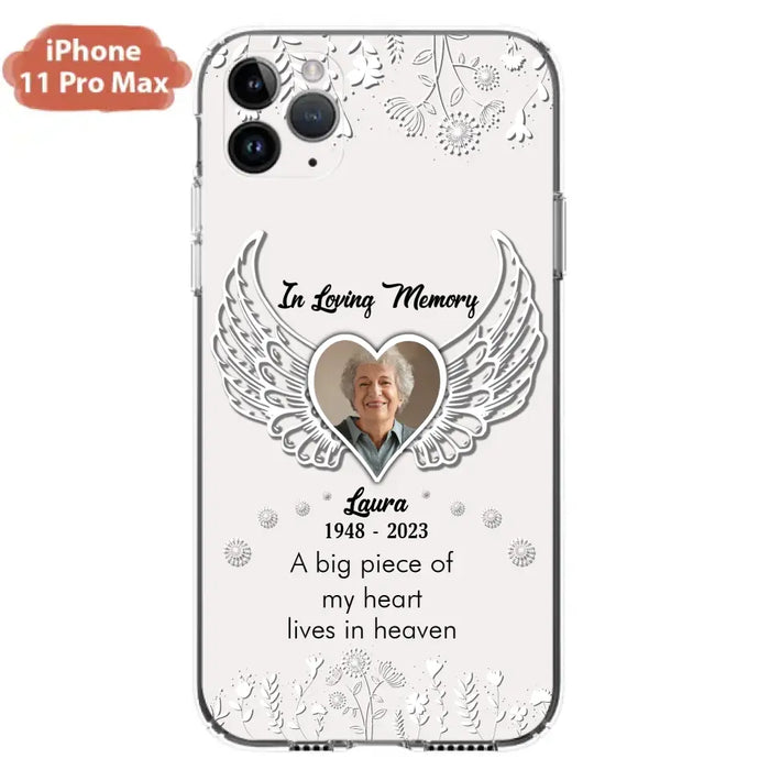 Personalized Memorial Phone Case - Upload Photo - Memorial Gift Idea For Family Member - A Big Piece Of My Heart Lives In Heaven - Case For iPhone/Samsung