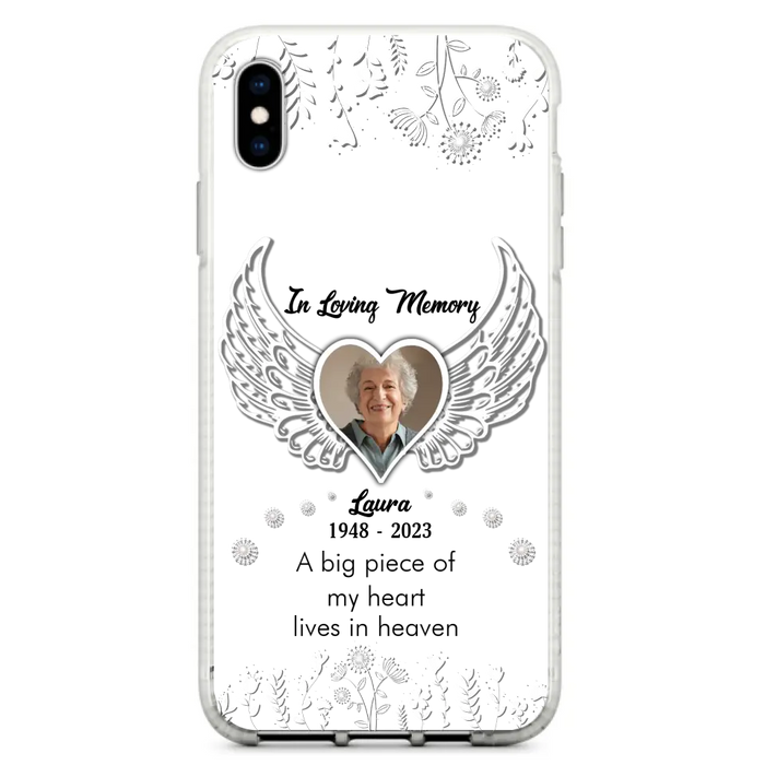 Personalized Memorial Phone Case - Upload Photo - Memorial Gift Idea For Family Member - A Big Piece Of My Heart Lives In Heaven - Case For iPhone/Samsung