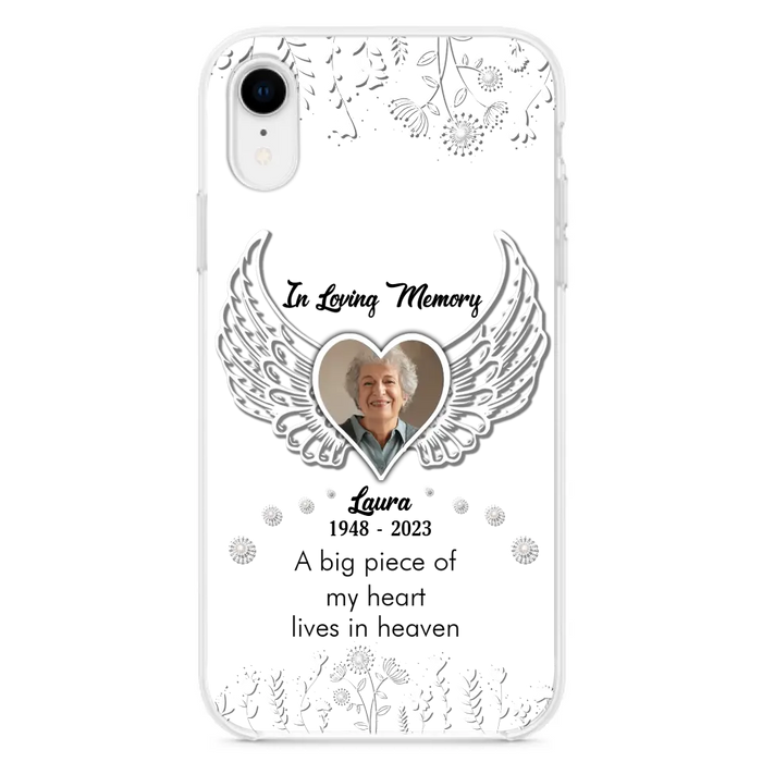 Personalized Memorial Phone Case - Upload Photo - Memorial Gift Idea For Family Member - A Big Piece Of My Heart Lives In Heaven - Case For iPhone/Samsung