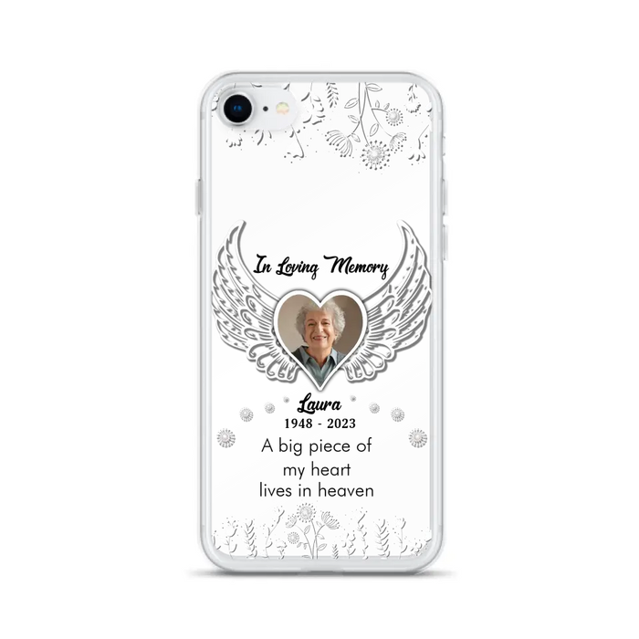 Personalized Memorial Phone Case - Upload Photo - Memorial Gift Idea For Family Member - A Big Piece Of My Heart Lives In Heaven - Case For iPhone/Samsung
