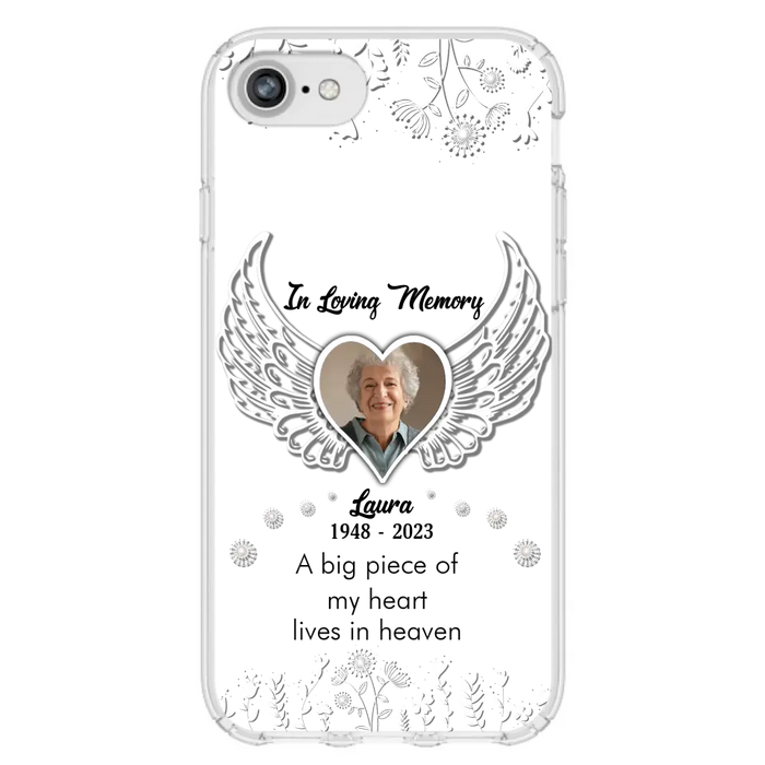 Personalized Memorial Phone Case - Upload Photo - Memorial Gift Idea For Family Member - A Big Piece Of My Heart Lives In Heaven - Case For iPhone/Samsung