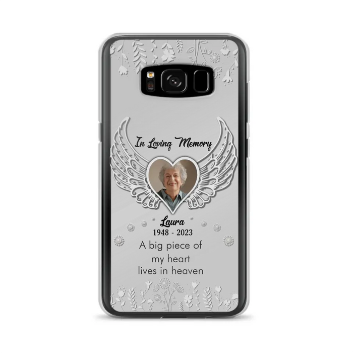 Personalized Memorial Phone Case - Upload Photo - Memorial Gift Idea For Family Member - A Big Piece Of My Heart Lives In Heaven - Case For iPhone/Samsung