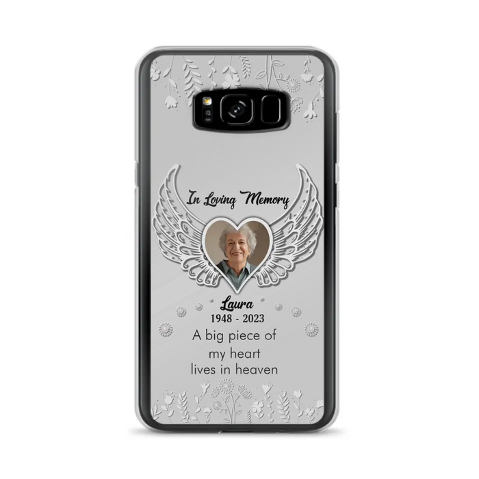 Personalized Memorial Phone Case - Upload Photo - Memorial Gift Idea For Family Member - A Big Piece Of My Heart Lives In Heaven - Case For iPhone/Samsung