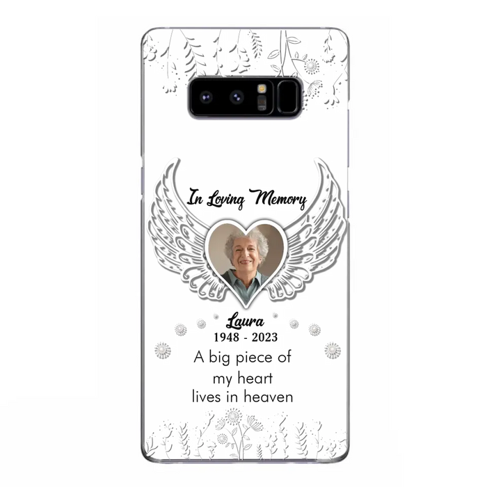 Personalized Memorial Phone Case - Upload Photo - Memorial Gift Idea For Family Member - A Big Piece Of My Heart Lives In Heaven - Case For iPhone/Samsung
