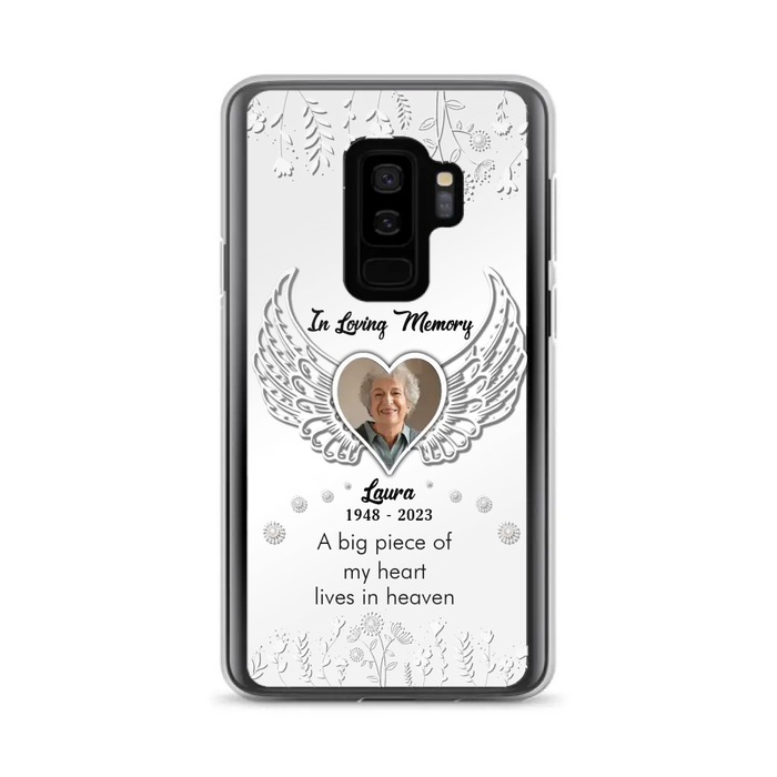 Personalized Memorial Phone Case - Upload Photo - Memorial Gift Idea For Family Member - A Big Piece Of My Heart Lives In Heaven - Case For iPhone/Samsung