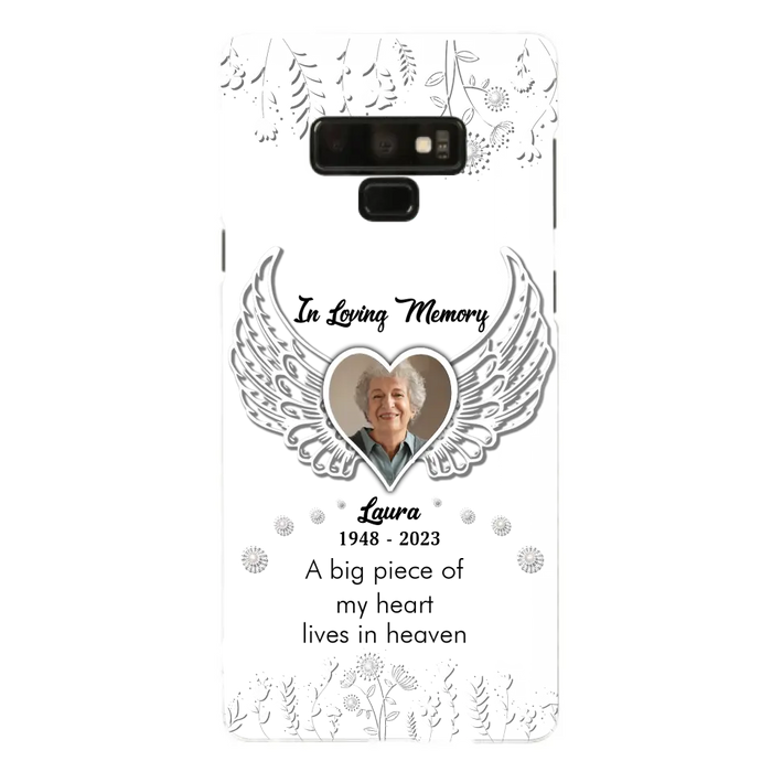 Personalized Memorial Phone Case - Upload Photo - Memorial Gift Idea For Family Member - A Big Piece Of My Heart Lives In Heaven - Case For iPhone/Samsung