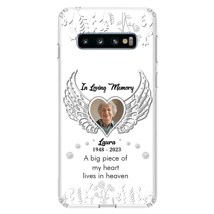 Personalized Memorial Phone Case - Upload Photo - Memorial Gift Idea For Family Member - A Big Piece Of My Heart Lives In Heaven - Case For iPhone/Samsung