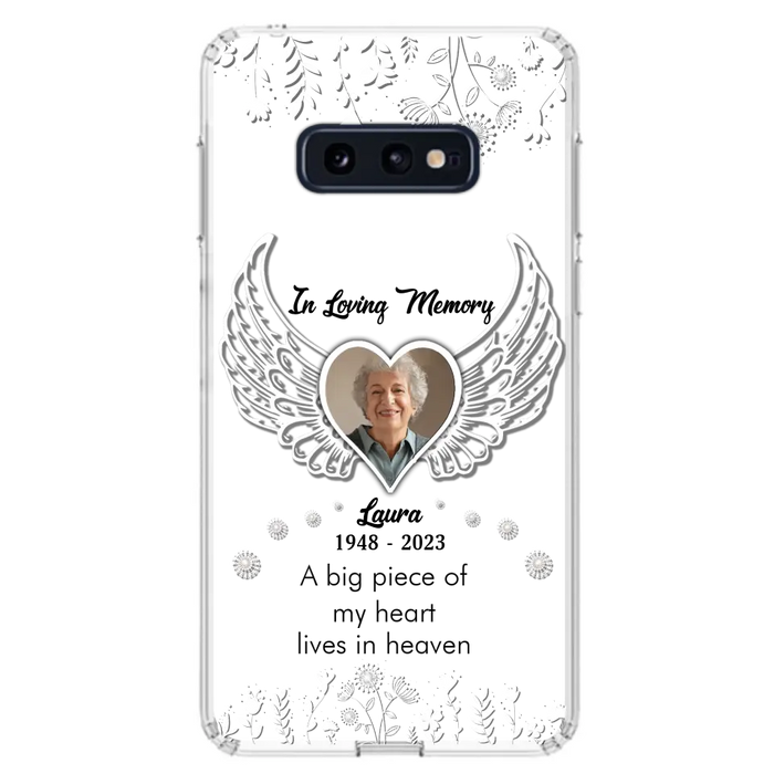 Personalized Memorial Phone Case - Upload Photo - Memorial Gift Idea For Family Member - A Big Piece Of My Heart Lives In Heaven - Case For iPhone/Samsung