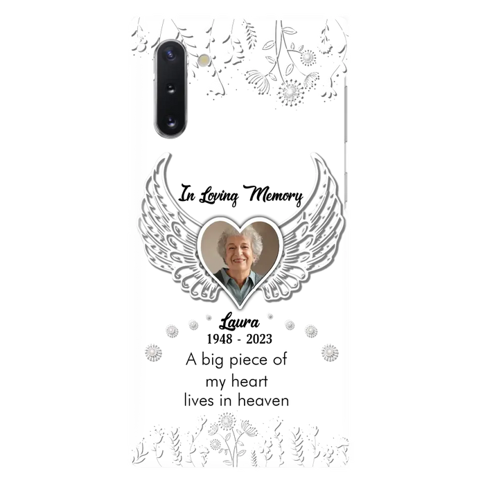 Personalized Memorial Phone Case - Upload Photo - Memorial Gift Idea For Family Member - A Big Piece Of My Heart Lives In Heaven - Case For iPhone/Samsung