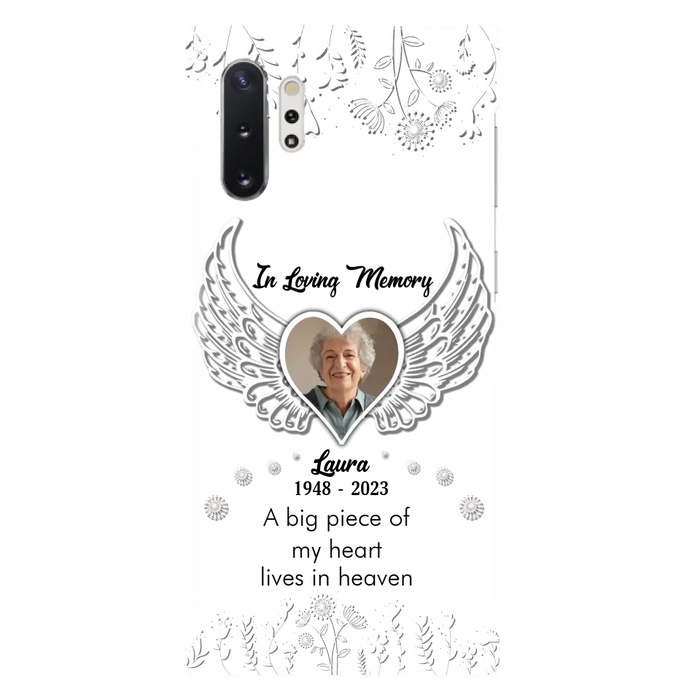 Personalized Memorial Phone Case - Upload Photo - Memorial Gift Idea For Family Member - A Big Piece Of My Heart Lives In Heaven - Case For iPhone/Samsung