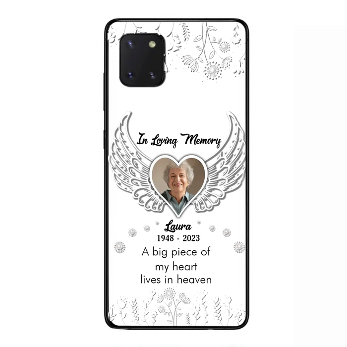 Personalized Memorial Phone Case - Upload Photo - Memorial Gift Idea For Family Member - A Big Piece Of My Heart Lives In Heaven - Case For iPhone/Samsung