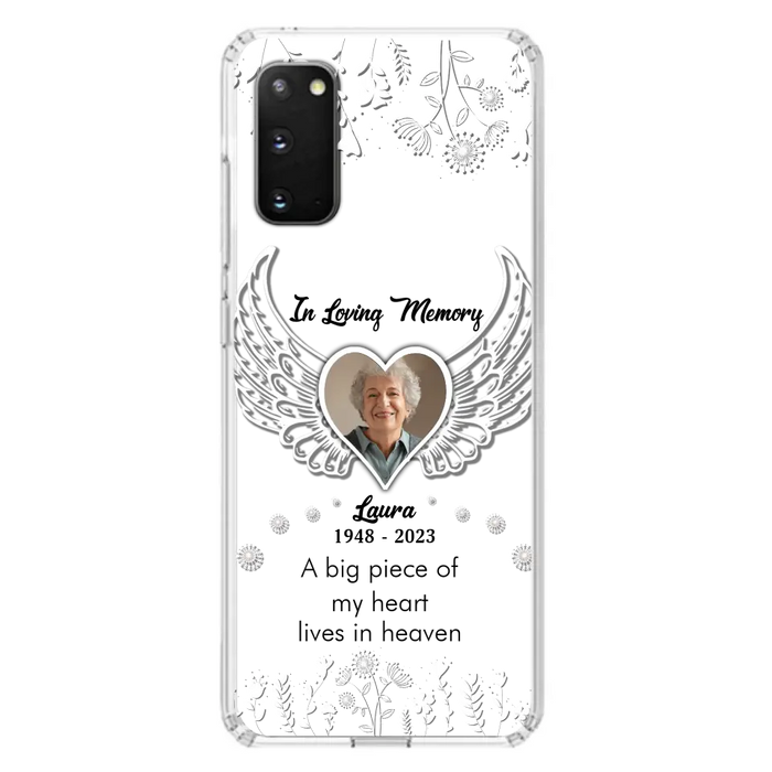 Personalized Memorial Phone Case - Upload Photo - Memorial Gift Idea For Family Member - A Big Piece Of My Heart Lives In Heaven - Case For iPhone/Samsung