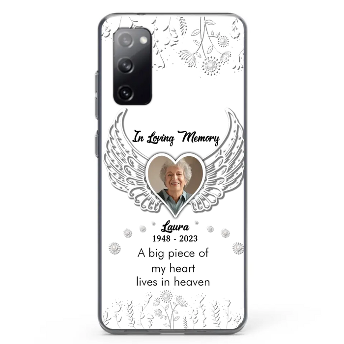 Personalized Memorial Phone Case - Upload Photo - Memorial Gift Idea For Family Member - A Big Piece Of My Heart Lives In Heaven - Case For iPhone/Samsung
