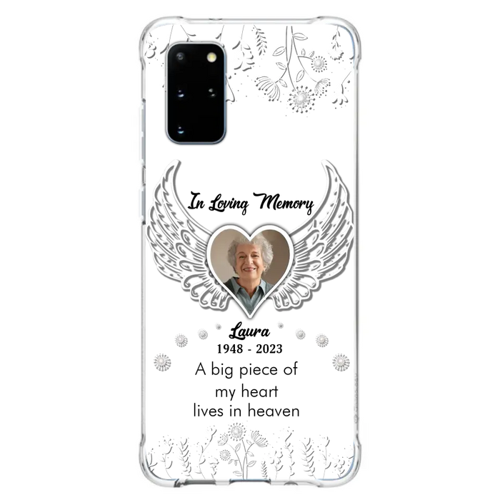 Personalized Memorial Phone Case - Upload Photo - Memorial Gift Idea For Family Member - A Big Piece Of My Heart Lives In Heaven - Case For iPhone/Samsung