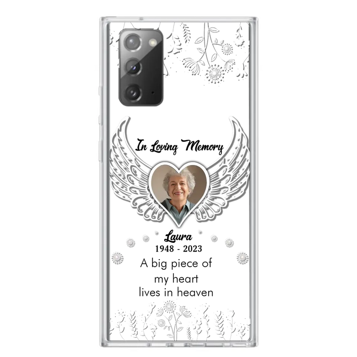 Personalized Memorial Phone Case - Upload Photo - Memorial Gift Idea For Family Member - A Big Piece Of My Heart Lives In Heaven - Case For iPhone/Samsung