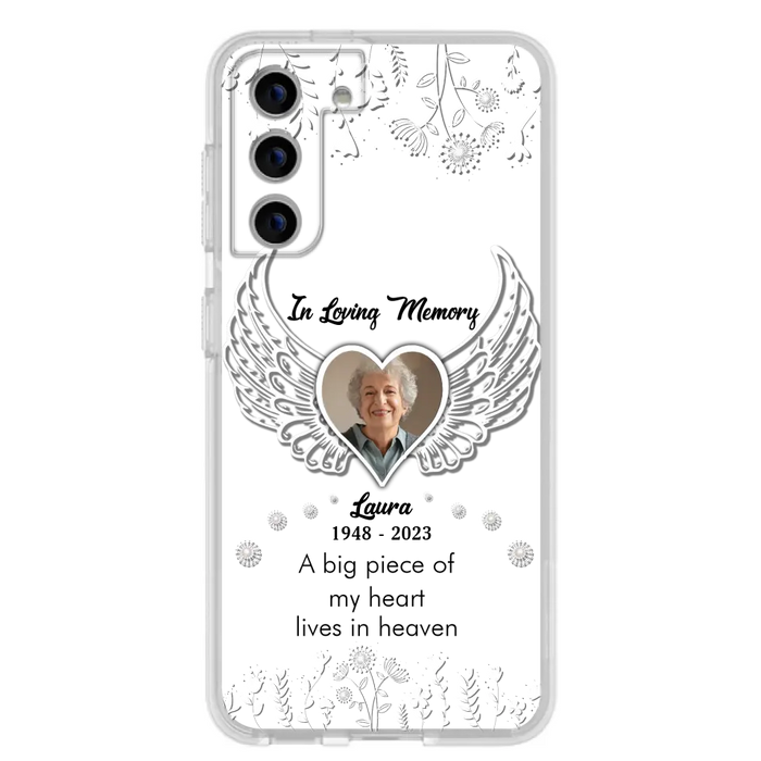 Personalized Memorial Phone Case - Upload Photo - Memorial Gift Idea For Family Member - A Big Piece Of My Heart Lives In Heaven - Case For iPhone/Samsung