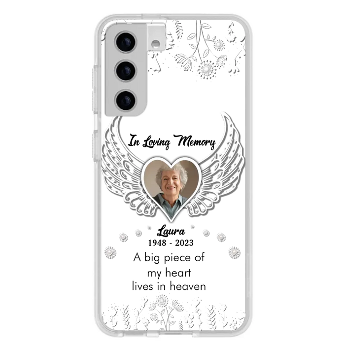 Personalized Memorial Phone Case - Upload Photo - Memorial Gift Idea For Family Member - A Big Piece Of My Heart Lives In Heaven - Case For iPhone/Samsung