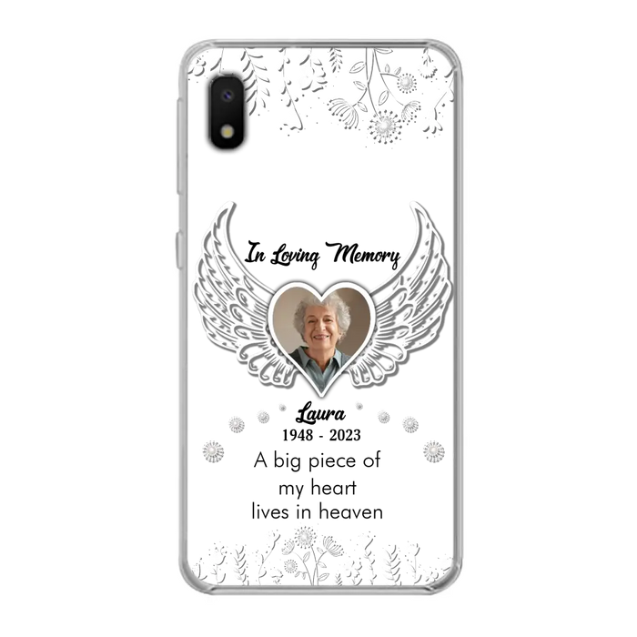 Personalized Memorial Phone Case - Upload Photo - Memorial Gift Idea For Family Member - A Big Piece Of My Heart Lives In Heaven - Case For iPhone/Samsung