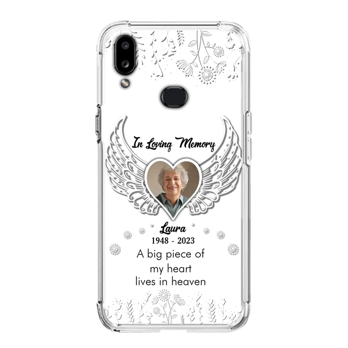 Personalized Memorial Phone Case - Upload Photo - Memorial Gift Idea For Family Member - A Big Piece Of My Heart Lives In Heaven - Case For iPhone/Samsung