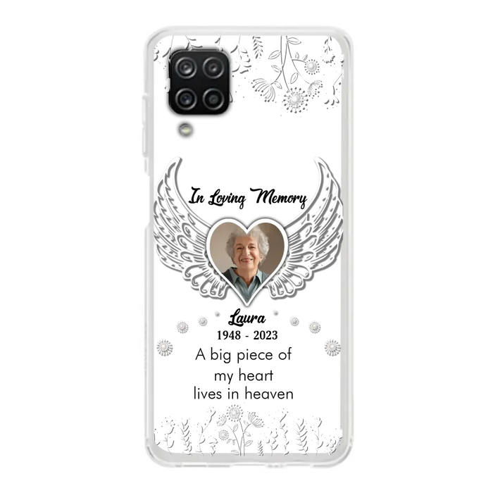 Personalized Memorial Phone Case - Upload Photo - Memorial Gift Idea For Family Member - A Big Piece Of My Heart Lives In Heaven - Case For iPhone/Samsung