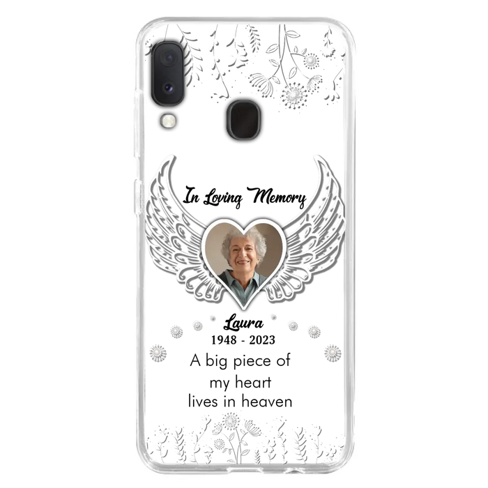 Personalized Memorial Phone Case - Upload Photo - Memorial Gift Idea For Family Member - A Big Piece Of My Heart Lives In Heaven - Case For iPhone/Samsung