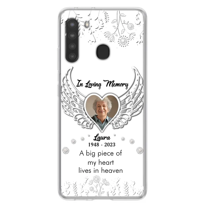 Personalized Memorial Phone Case - Upload Photo - Memorial Gift Idea For Family Member - A Big Piece Of My Heart Lives In Heaven - Case For iPhone/Samsung