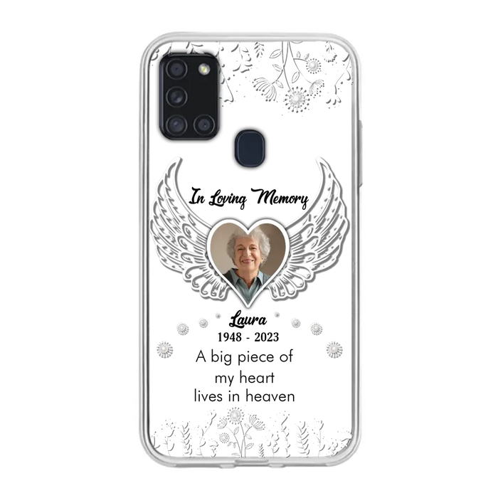 Personalized Memorial Phone Case - Upload Photo - Memorial Gift Idea For Family Member - A Big Piece Of My Heart Lives In Heaven - Case For iPhone/Samsung