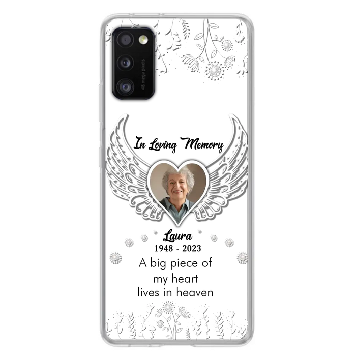 Personalized Memorial Phone Case - Upload Photo - Memorial Gift Idea For Family Member - A Big Piece Of My Heart Lives In Heaven - Case For iPhone/Samsung
