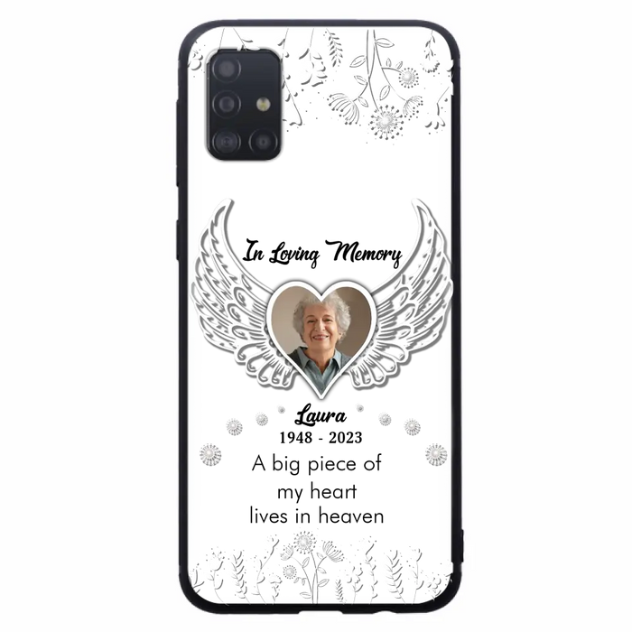 Personalized Memorial Phone Case - Upload Photo - Memorial Gift Idea For Family Member - A Big Piece Of My Heart Lives In Heaven - Case For iPhone/Samsung