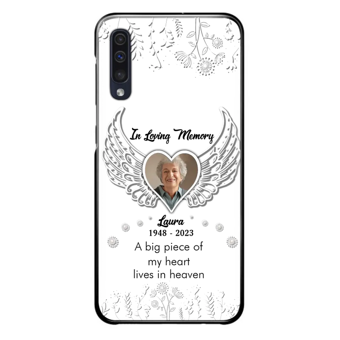 Personalized Memorial Phone Case - Upload Photo - Memorial Gift Idea For Family Member - A Big Piece Of My Heart Lives In Heaven - Case For iPhone/Samsung