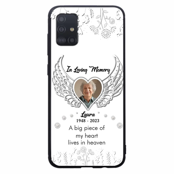 Personalized Memorial Phone Case - Upload Photo - Memorial Gift Idea For Family Member - A Big Piece Of My Heart Lives In Heaven - Case For iPhone/Samsung
