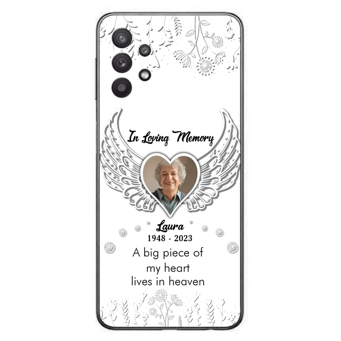 Personalized Memorial Phone Case - Upload Photo - Memorial Gift Idea For Family Member - A Big Piece Of My Heart Lives In Heaven - Case For iPhone/Samsung