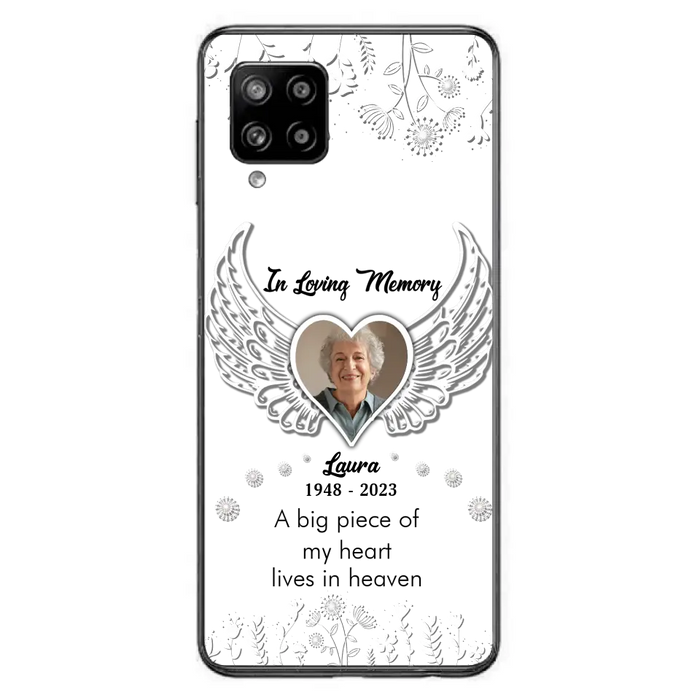 Personalized Memorial Phone Case - Upload Photo - Memorial Gift Idea For Family Member - A Big Piece Of My Heart Lives In Heaven - Case For iPhone/Samsung
