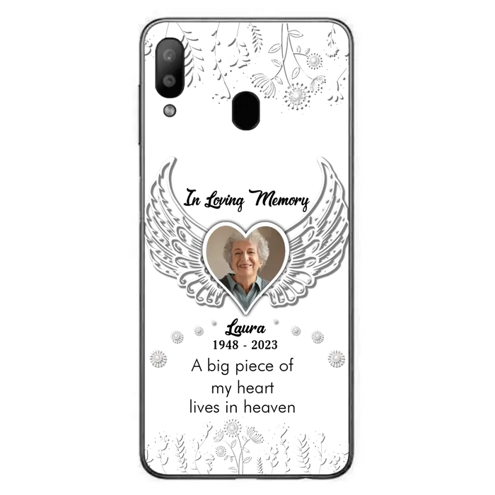 Personalized Memorial Phone Case - Upload Photo - Memorial Gift Idea For Family Member - A Big Piece Of My Heart Lives In Heaven - Case For iPhone/Samsung