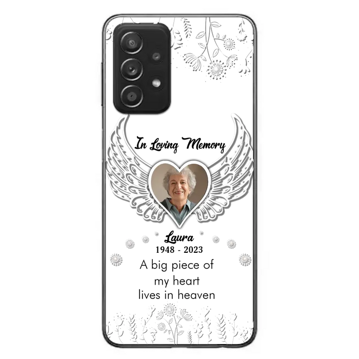 Personalized Memorial Phone Case - Upload Photo - Memorial Gift Idea For Family Member - A Big Piece Of My Heart Lives In Heaven - Case For iPhone/Samsung