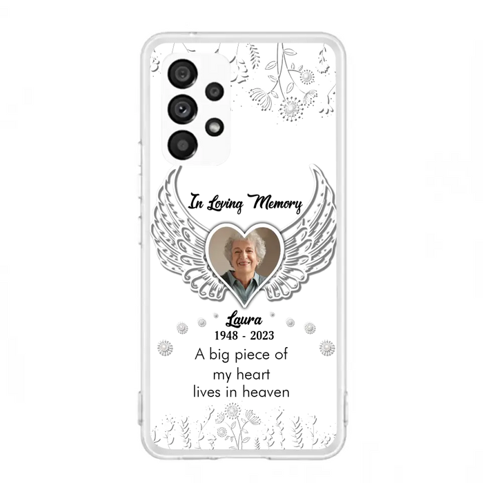 Personalized Memorial Phone Case - Upload Photo - Memorial Gift Idea For Family Member - A Big Piece Of My Heart Lives In Heaven - Case For iPhone/Samsung