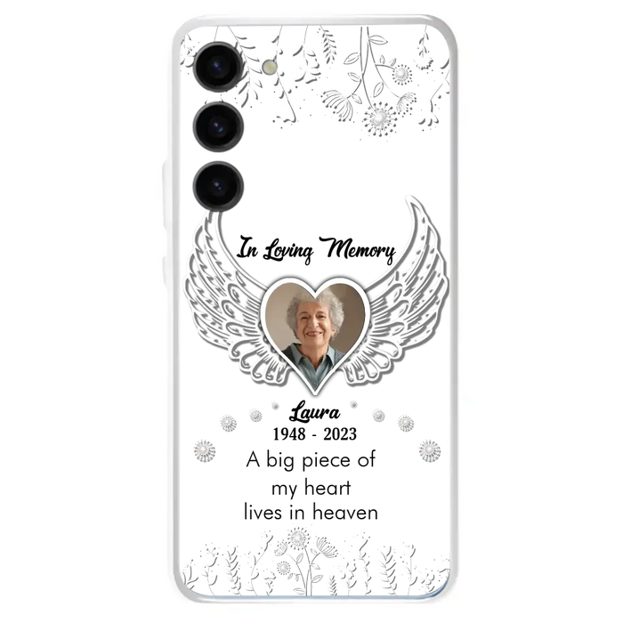 Personalized Memorial Phone Case - Upload Photo - Memorial Gift Idea For Family Member - A Big Piece Of My Heart Lives In Heaven - Case For iPhone/Samsung
