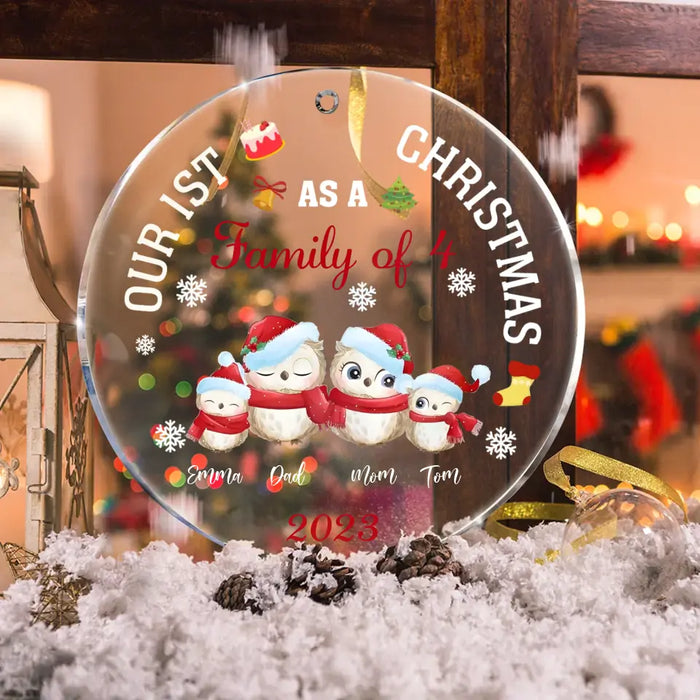 Personalized Family Circle Acrylic Ornament - Christmas Gift Idea For Couple/Family - Our 1st Christmas As A Family Of 3