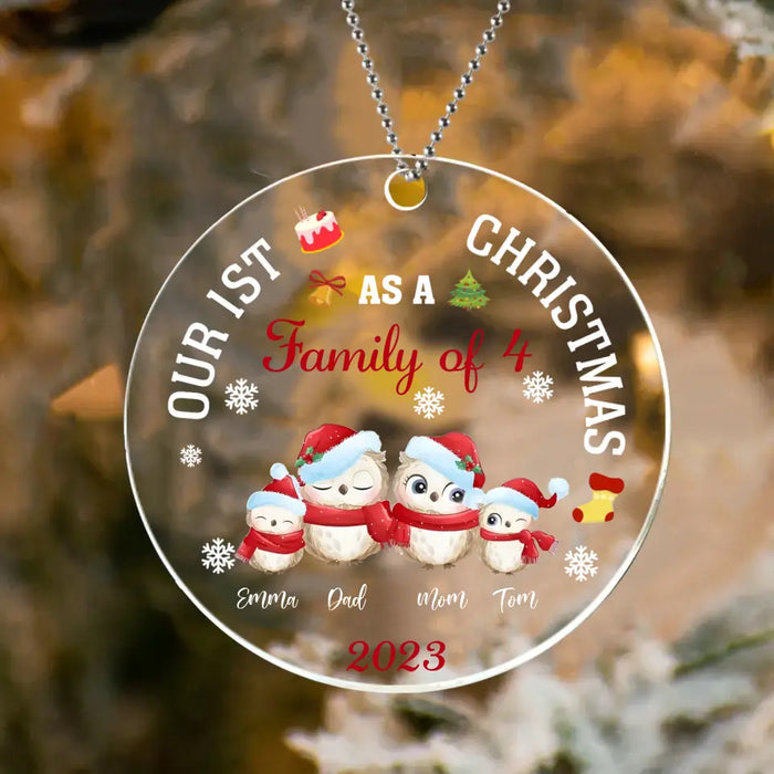 Personalized Family Circle Acrylic Ornament - Christmas Gift Idea For Couple/Family - Our 1st Christmas As A Family Of 3